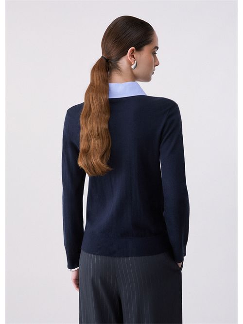 Maglia con dettaglio popeline LIU JO | WF6452MA16R/L9446